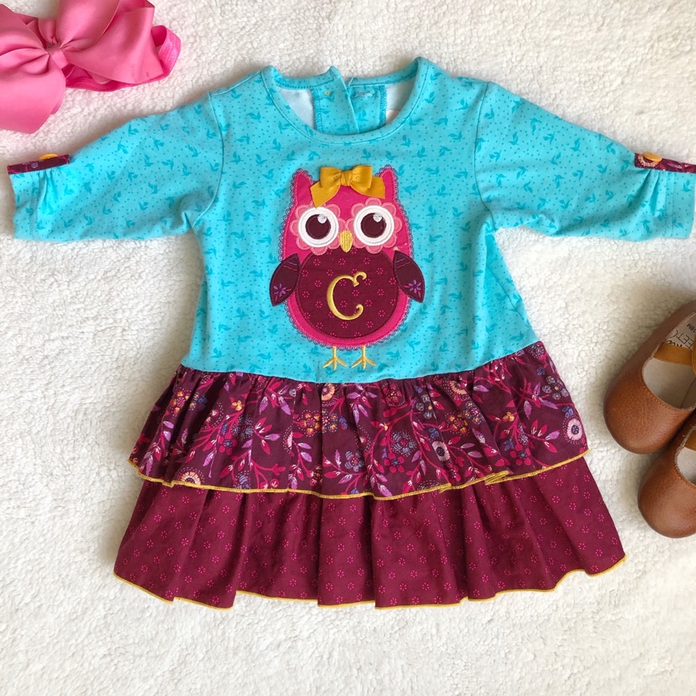 Ricrac and Ruffles 18 Month Owl Dress w/ Headband